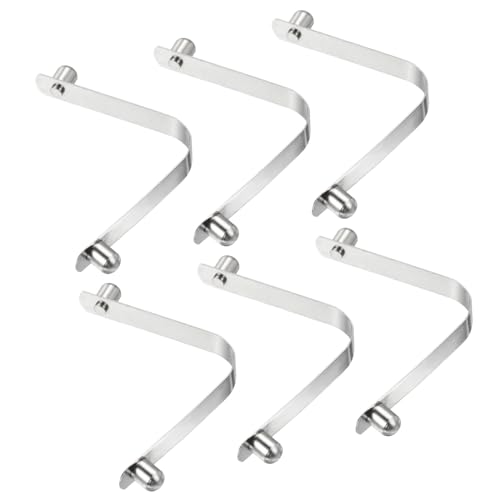 PATIKIL 9x7.3mm Kayak Paddle Snaps, 6 Pack Tent Pole Clips Steel V Shaped Double Pins Push Button Spring Clips Lock Tube Pole Clips for Camping Awning