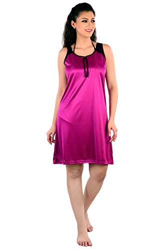 Image of Women's Night Dress and Nighties Satin Nightwear 6pc Robe & Nighty Set (Robe, Nighty,Top,Shorts, Bra & Thong)