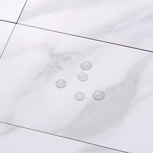 Auliget 100 Piece Peel And Stick Backsplash Pvc Tile, 3" X 6" Polished White Marble Look Stick On Tiles For Backsplash Kitchen, Bathroom, Laundry Room, Camper, Fireplace #TOP1