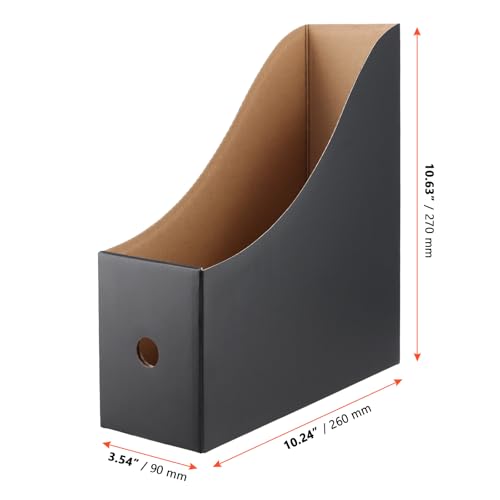 SINJEUN 18 Stück Stehsammler Pappe Schwarz, 26 x 9 x 27 cm A4 Zeitschriftensammler aus Pappe Kartonständer Schreibtisch Organizer für Zuhause, Büro