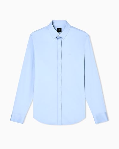Armani Exchange Men's Long Sleeve Stretch Cotton-Satin Button Up