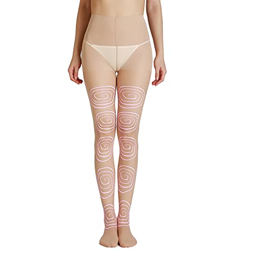 Sahabowi Collant Confort Femme, 20 Deniers Vert, Noir, Imprimé Léopard Collant Sexy Translucide Taille Haute Collant Fantaisie Universel Antidérapant,Teint Rose 1 Cover
