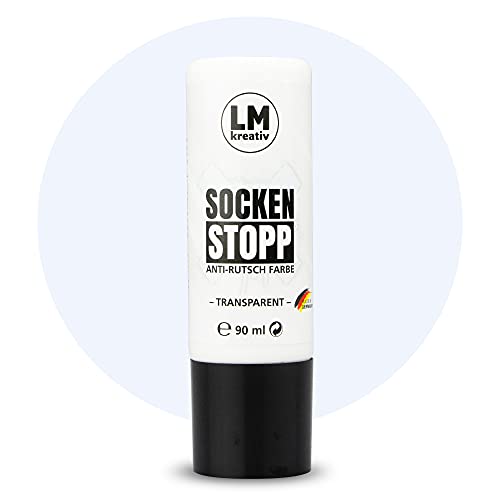 LM Sock Stop (transparent) 3.04 fl oz - Soft Rubber Textile Paint, Mixable Colors, Washable up to 86°F, Suitable for Light and Dark Materials - Perfect for Creative Designs and Slip-Resistant Textiles