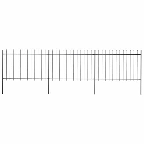 vidaXL Recinzione da Giardino con Punta a Lancia in Acciaio 537x120 cm Nero