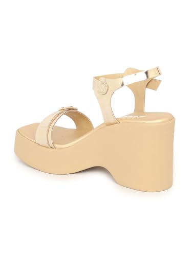 Image of ELLE Women Classic Wedges Heel Sandal with Buckle details