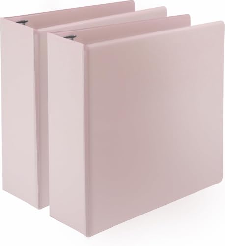 Image of Samsill Plant-Based 3 Inch Durable D-Ring, View Binder, Eco-Friendly, USDA Certified Biobased, Rose, 2 Count (Pack of 6)