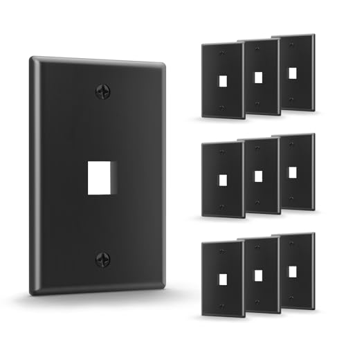 VCE 1 Port Keystone Wall Plate UL Listed for Keystone Jack, Black, 10-Pack