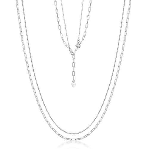 zlw-shop Pendant Necklace 925 Sterling Silver Necklace 45 Cm Adjustable Unisex Necklace Fashion Design Two Layer Necklace Women Necklace