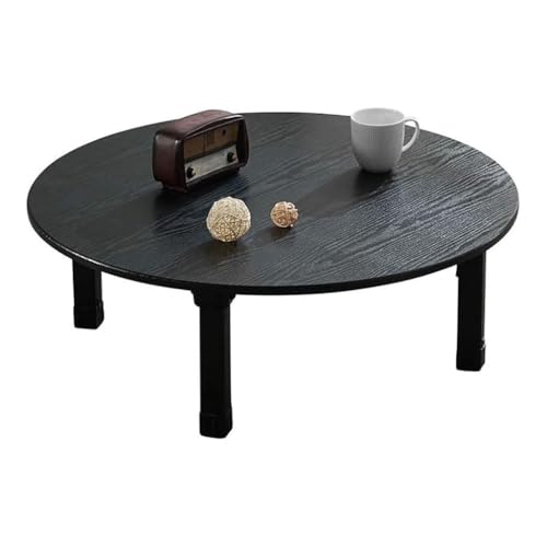 Mesa plegable de estilo japonés para dormitorio, mesa baja redonda con diseño tradicional y estructura plegable portátil