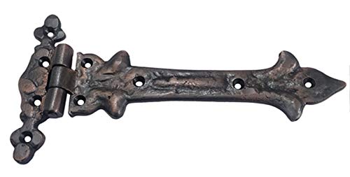 Image of Adonai Hardware Adonijah Antique Cast Iron Strap T Hinge (7.9 inch x 2 Pack, Oil Rubbed Bronze) for Barn Doors, Gates, Kitchen Cabinets, Sheds, Wooden Box, Furniture, Cedar Chest and Trunks