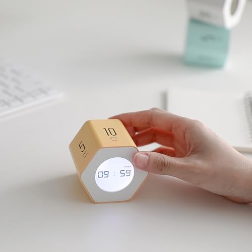 Image of mooas Multi-Hexagon Clock Cube, Digital Clock, Pomodoro Timer, Backlit Display 12 /24H Mode Count up & Countdown Timer, Rotating Various Time Presets for Classroom, Gym, Kitchen (Mint)