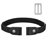 maikun Buckle Free Belt, Black stretch belt, Buckleless Belt Women No buckle Belt, Black Belt, Waist size 24-50''