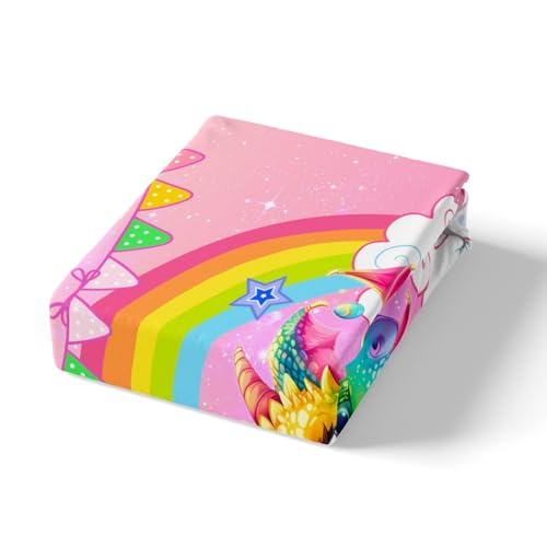 Loussiesd Kids Dragon Duvet Cover Double Size Cartoon Dragon Egg Print Bedding Set Rainbow Comforter Cover Set Pink Nebula Bedspread Cover Mysterious Outer Space Quilt Set including 2 Pillow Case 3PCS - Image 4