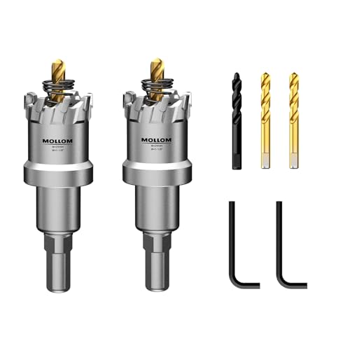 Mollom 1-1/8" (29mm) 2Pcs Heavy Duty Carbide Hole Saw with 3 Pilot bit