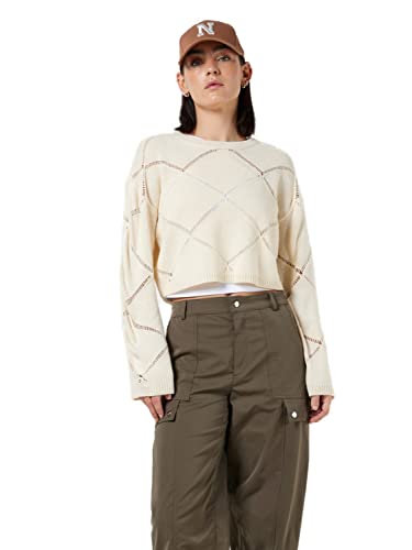 Noisy May Nmjune L/S O-Neck Knit Noos Suéter, Marfil Perlado, XS para Mujer
