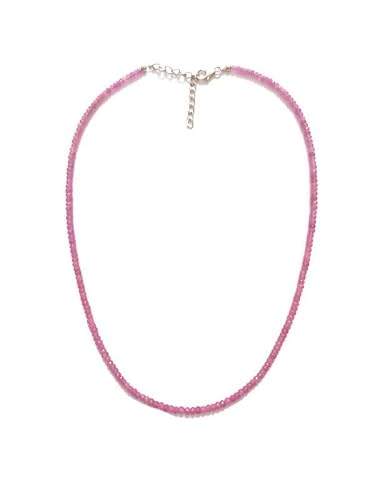 Natural Pink Sapphire Necklace 20 Inch With Sterling Silver Clasp, 62 Cts Faceted Rondelles Beads, Sapphire Necklace, Silver Jewelry, Single Row Necklace #TOP20