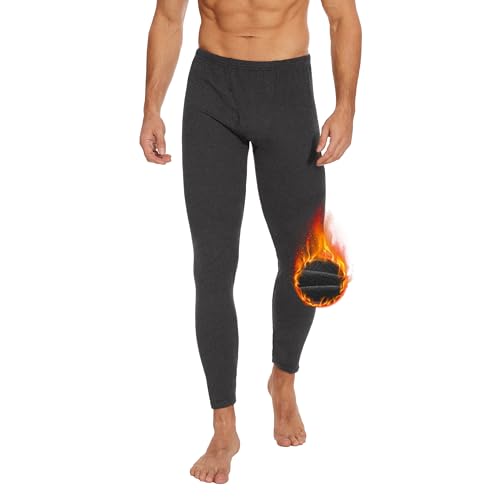AKKQHH Thermo Unterhosen Herren Lange Warm Thermohose Männer Thermounterwäsche Winter Skiunterwäsche Fleece Funktionsunterwäsche Unterwäsche Hose(Dunkelgrau,XL)