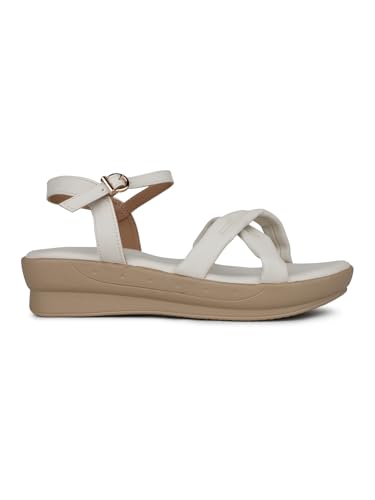 Image of Inc.5 Womens Cream Casual Open Toe Flatform Heel Sandals