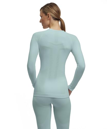 FALKE Damen Baselayer-Shirt Warm Round Neck W L/s Sh Funktionsmaterial schnelltrocknend 1 Stück, Grün Jade 7439, M