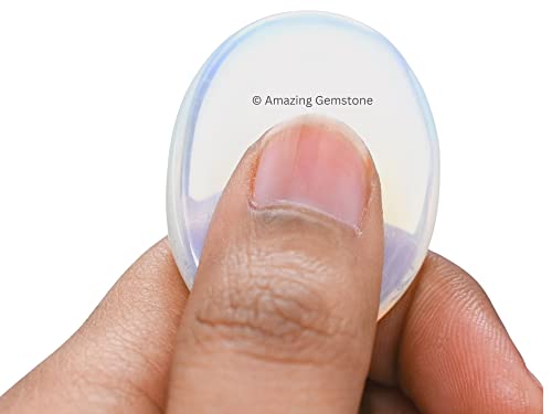 Image of Amazing Gemstone Opalite Worry Stone Crystals and Healing Stones - Worry Stones for Stress Relief Gifts - Piedra Crystal Fidget for Meditation,Relaxation - Unique Stocking Stuffers and Birthday Gifts
