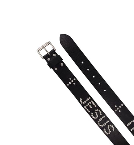 Women's 1.5 Inch Jesus Loves You Studded Leather Belt, Roller Buckle, Adjustable Sizing 5