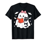 Book Cat Ghost Tee Shirts for Halloween Readers