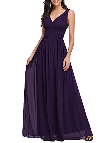 Image of Ever-Pretty Womens Bridesmaid Dress V-Neck Sleeveless A Line Chiffon Floor Length Formal Dress 09016
