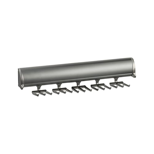 Brixwell QIK4-001 Tie Rack, 15 Hook with Full Extension Slide Slate Finish