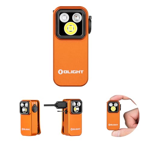 OLIGHT Oclip Pro S EDC Flashlight Clip-on Light, 600 Lumens Type-C Rechargeable with White LED, UV and RGB, Magnetic Flash Lights for Working, Signali