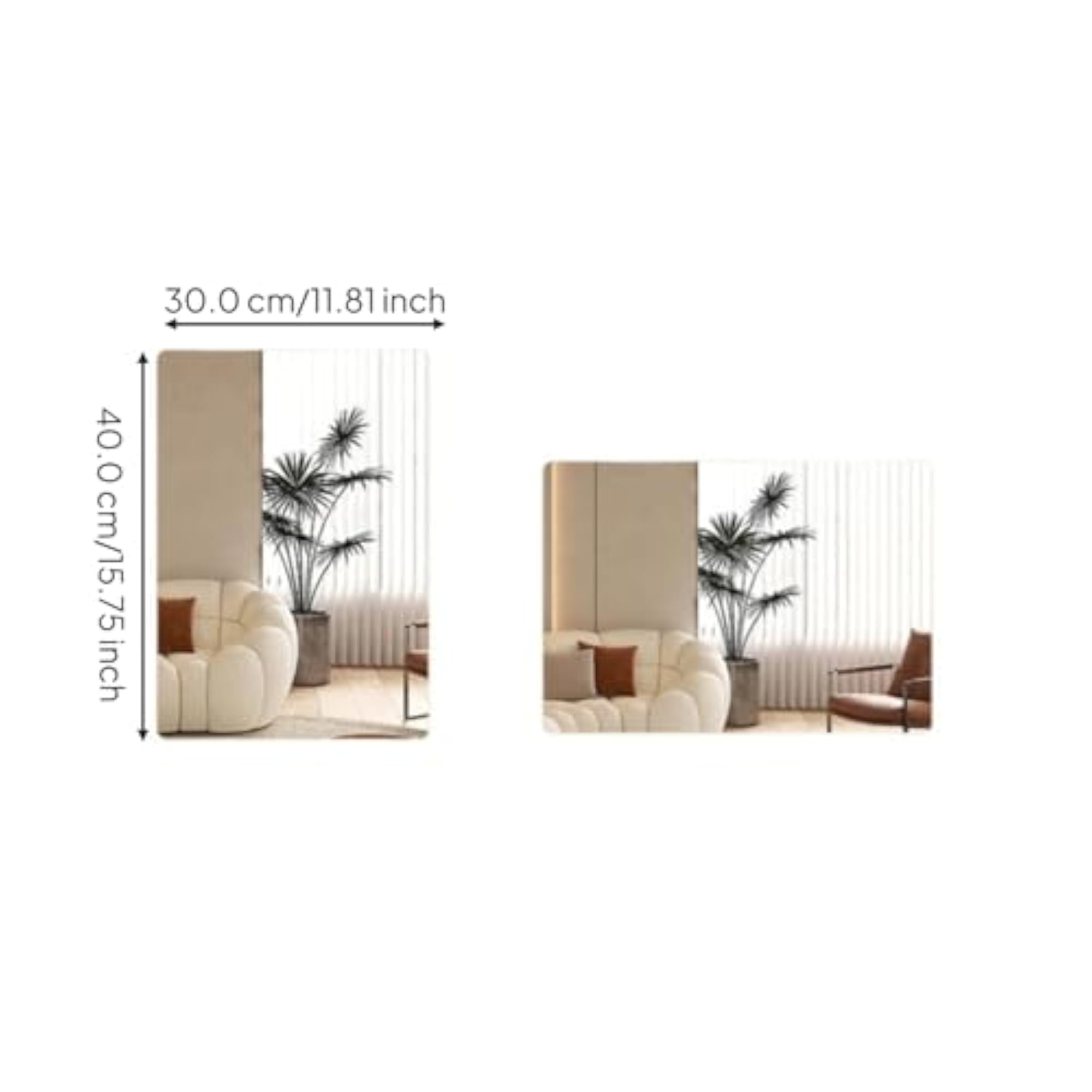 Frameless Acrylic Bathroom Mirror, Gold 30x40cm