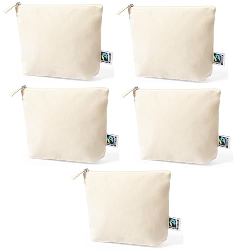ADRI - Estuche Neceser para Regalar, Bolsa con Cremallera de algodón para Pintar o Personalizar. 23 x 17 x 6 cm. Bolsas Neceser de Viaje (Beig, 5)