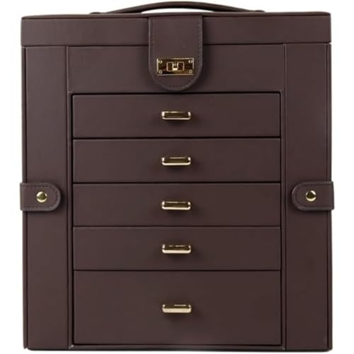 Oanawy ジュエリーボックス 大容量 ジュエリー収納 6段 ミラー付き ネックレス 5段引き出し レディースジュエリー収納 (コーヒー)