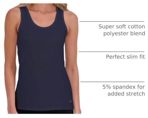 Lucky Brand Women's Tank Top - 3 Pack Stretch Cotton Scoop Neck Ribbed Sleeveless T-Shirt (S-XL), Size Large, Navy by Lucky Brand - Used condition - Image 4