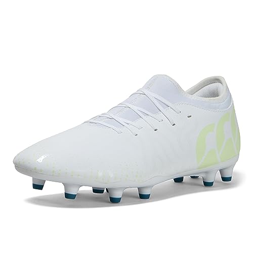 Canterbury Speed Team Firm Ground Rugby Boots, Botas Hombre, Blanco Luminoso, 42 EU