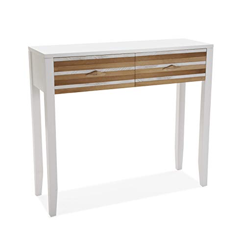 Versa 21080090 Mesa de Entrada Zen, Madera, Blanco/Marrón, 80,5 X 30 X 90 Cm