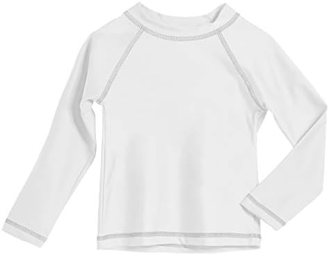 Baby Boys' and Girls' Solid Rashguard Swimming Tee Shirt Rash Guard SPF UPF Sun Protection for Summer Beach Pool and Play, L/S White, 18-24 mon.