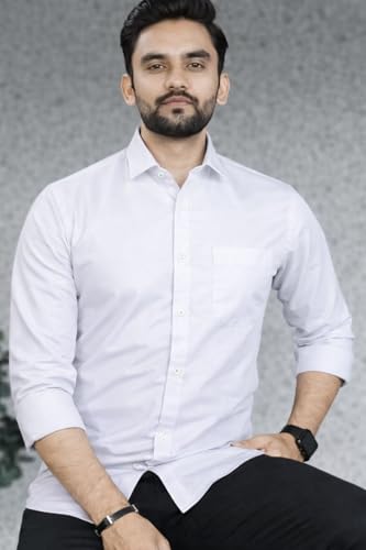 Image of Men Cotton Blend Full Sleeve Shirt for Man | Casual Business Party Festival Regular Fit, Long Sleeve with Chest Pocke | Formal Shirt for Men