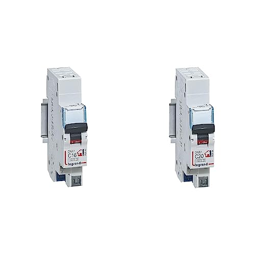 Legrand - Disjoncteur Phase + Neutre - 16A - bornes automatiques - 1 module & Disjoncteur Phase + Neutre - 20A - bornes automatiques - 1 module