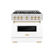 ZLINE Autograph 36" Classic Dual Fuel Range w/White Door & Gold Accents CDRZ-WM-36-G