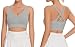 Nabawa Sports Bra for Women Unpadded Medium Support Criss Cross Back Strappy Sports Bras Seamless High Impact Yoga Workout Bra Gym Activewear Top,Grey,M