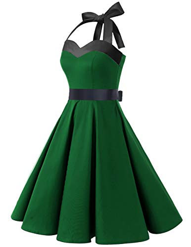 Image of DRESSTELLS Women's Vintage 1950s Cocktail Dress, Retro Tea Party Halter Swing Dresses