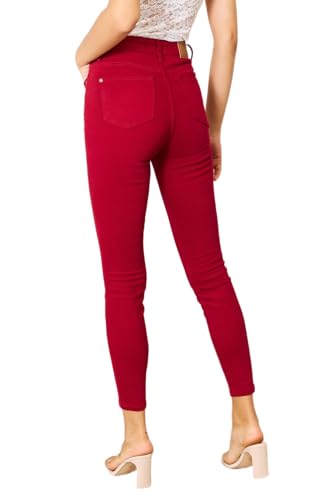 Judy Blue High-Waist Skinny Jeans Pomegranate Red | Tummy Control Garment Dyed – Sophisticated Country Chic 88760-4