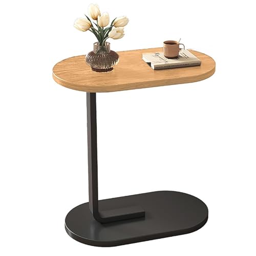 Mesa auxiliar en C pequeña color tronco para sofás y dormitorios modernos