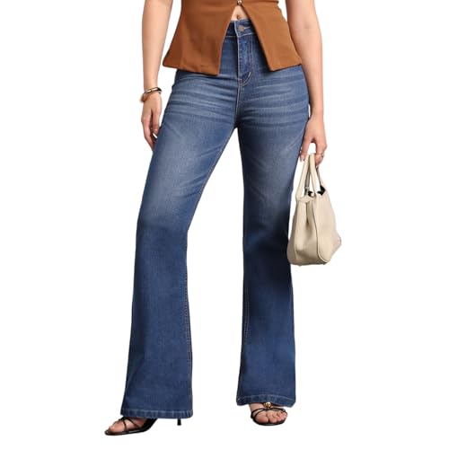Image of Urbano Fashion Women's Mid Rise Bootcut Washed Jeans Stretchable