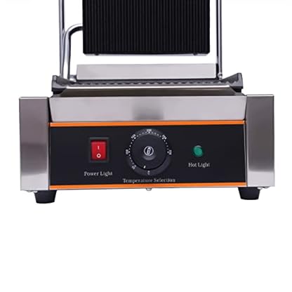 ROGONPDK 1800W Elektrischer Kontaktgrill Kochplatte Grill Profi | Profi Sandwich-Pressegrill Edelstahl Temperaturbereich: 50-300°C | Elektrischer Tischgrill mit Öl-Pinsel, Reinigungsbürste – Bild 6