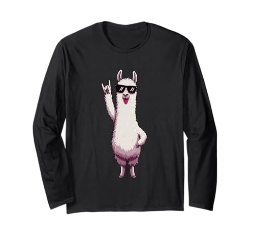 Cool Llama Tongue Out Rock Sign �A�j�}���O���t�B�b�N�T���O���X ����T�V���c