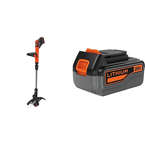 BLACK+DECKER 20V MAX String Trimmer, 2-Speed, 12-Inch with Extra 4-Ah Lithium Ion Battery Pack (LST522 & LB2X4020)