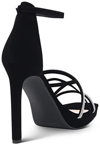 Marcorepublic Atlanta Women's High Heels With Ankle Strap Platform Sandals - (Black Nbpu) - 7 #TOP3