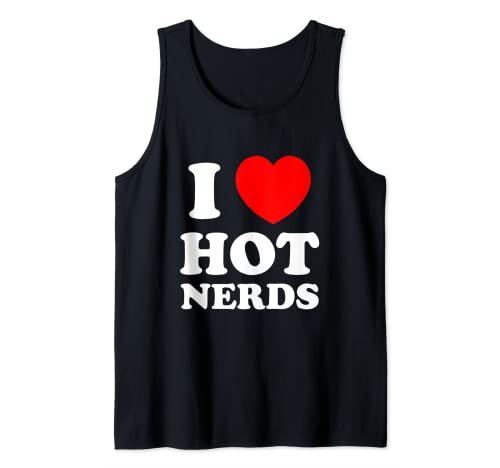 Me encanta el corazón caliente nerds adulto friki Camiseta sin Mangas
