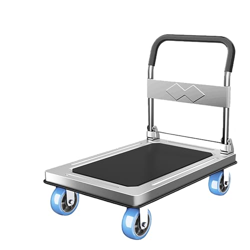 Chariots à plateforme Chariot à Sac Pliable à Main, Capacité De 200 Kg, Chariot à Plate-forme Robuste Avec Roues Et Poignée, Chariot à Plat Pour Bureau à Domicile, Magasin, Gara(Size:74*48,Color:gris)